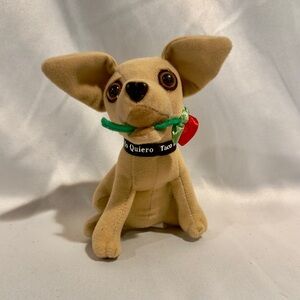 Vintage 80s Taco Bell Chihuahua Dog with Red Rose 6” Collectible Stuffed Animal